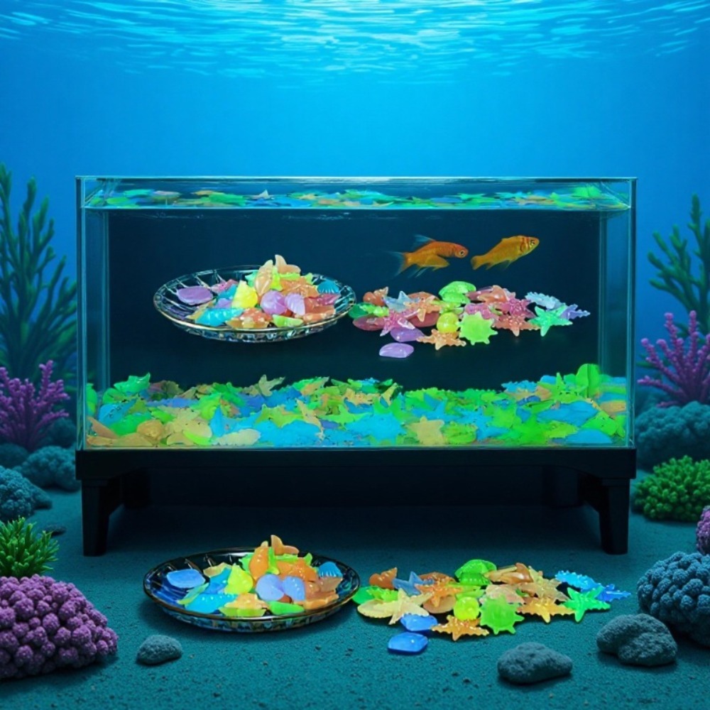 Aquarium Fish Colorful - Parlayan Işıltılı Okyanus Taşları Floresan Deniz