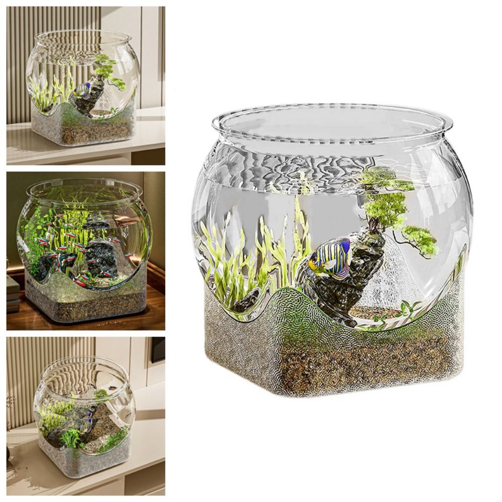 Aquarium Goldfish - Ultra Şeffaf Yuvarlak Balık Kase Çıkarılabilir