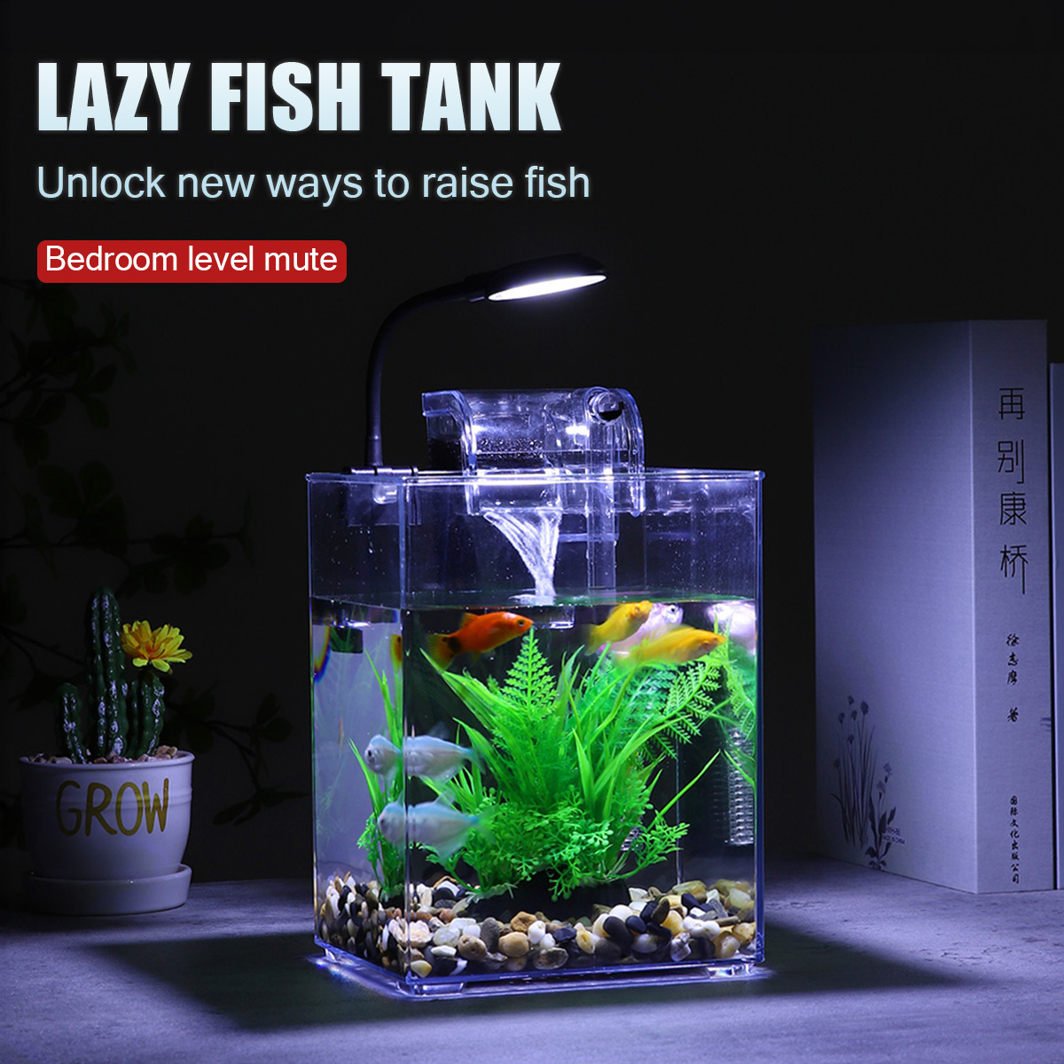 Aquarium Goldfish - USB masaüstü balık tankı seti-kurulumu kolay-yatak